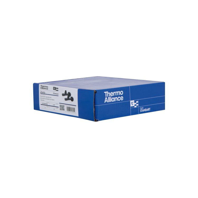 Комплект кранів Thermo Alliance Standart 1/2&amp;quot; З для рушникосушарки кутовий чорний SF395W15B - 8