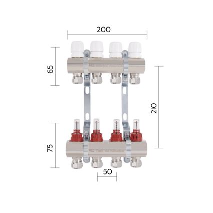 Колектор латунний з витратомірами та євроконусами Thermo Alliance Standart 1&amp;quot; на 4 виходи TAS235W4E - 2