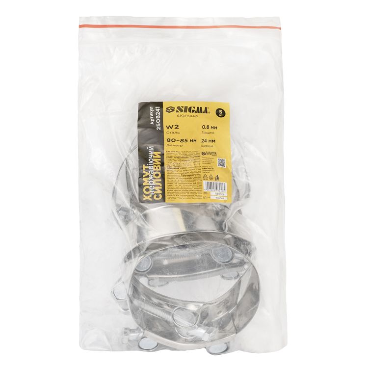 Хомут силовой нержавеющий 24мм Ø80-85мм SIGMA (2508241) - 5