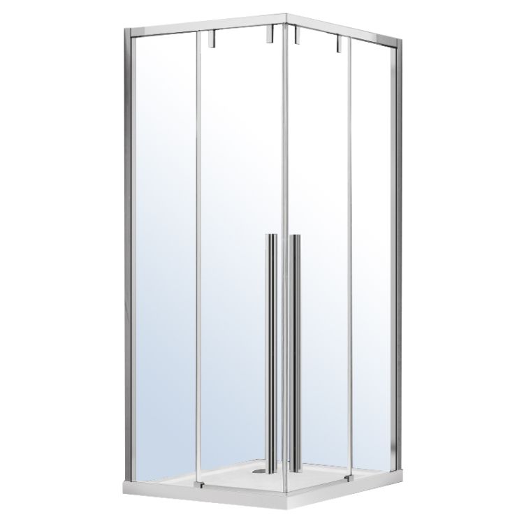 AIVA душова кабіна 100*100*195см (скла + двері), розсувна, хром, прозоре скло 8мм - 1