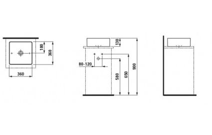 LIVING SQUARE умывальник накладной 36*36см - 2