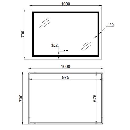 Дзеркало Qtap Mideya (MI1) 1000х700 з LED-підсвічуванням Touch, з антизапотіванням, димером, рег. яскравості QT2078NCF10070 - 2