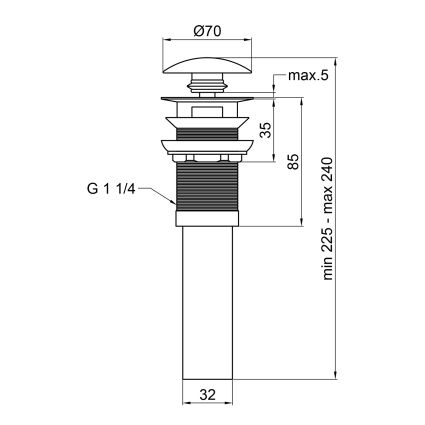 Донный клапан для для раковины Qtap LT-PU02 с переливом - 2