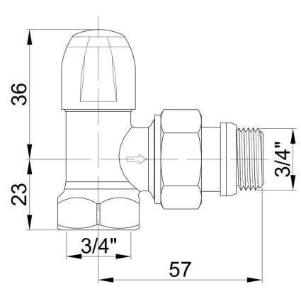 Кран д/рад. кутовий 3/4&amp;quot; нижній з антипротіканням 805+940 ICMA - 2