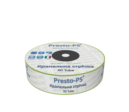 Крапельна стрічка Presto-PS емітерна 3D Tube крапельниці через 10 см Витрата 1,38 л / год, довжина 1000 м, в упаковці-1 шт. (3D-7-10-1000) - 1
