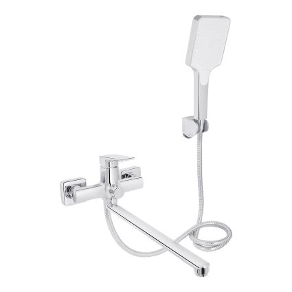 Змішувач для ванни Qtap Crow з довгим поворотним виливом та душовим гарнітуром QTCRO260CRM48647 Chrome - 1