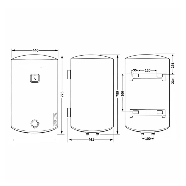 Водонагрівач електричний 80 л Grey універсальний, мокрий ТЕН 1,5 кВт D80VH15Q3G Thermo Alliance - 2