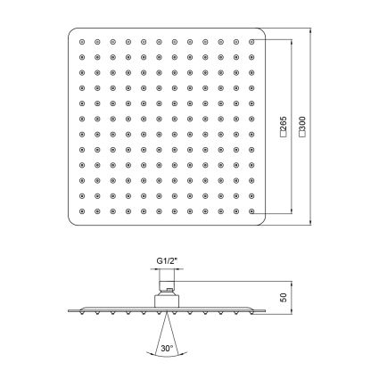 Лійка для верхнього душу Лейки Lidz Лейка 230 300x300 мм прямокутна LDNIA230NKS32453 Chrome - 2