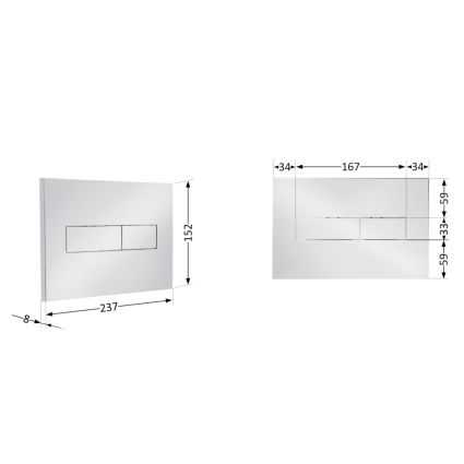 Клавіша змиву Qtap Standard 152x236x28 мм, Chrome, лінійна QTSTD164CRM49472 - 2