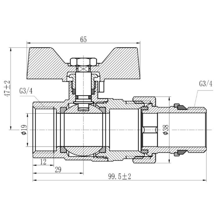 Кран с амер. прямой 3/4&amp;quot; Forte с антипрот SF 222W20 - 2