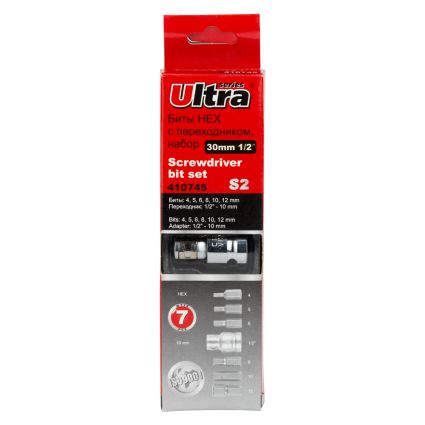 Набор бит HEX 1/2&amp;quot; 7шт S2 (пласт кейс) ULTRA (4013202) - 3