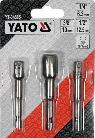 Тримачі-адаптери торцевих головок 1/4&amp;quot; Yato 1/4&amp;quot;, 3/8&amp;quot;, 1/2&amp;quot; 3 шт YT-04685 - 1