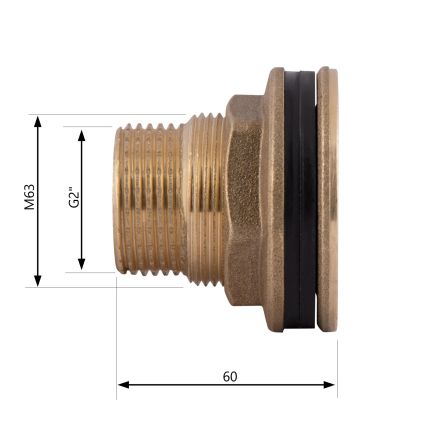 Врезка к баку латунная 2&amp;quot; (желт) SD40050 SD Plus - 2