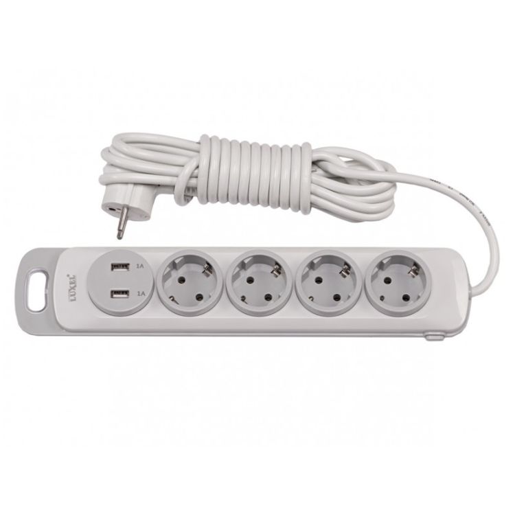 Л 4353 Удлинитель 4-й/3м с/з с кнопкой + USB LUXEL NOTA - 1
