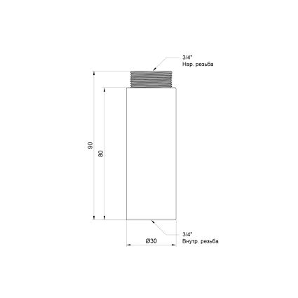 Подовжувач хром 3/4&amp;quot; 80 мм SD1302080 - 2