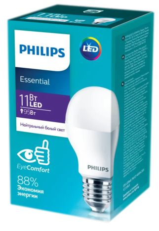 Лампа LED 11W E27 (3шт) 4000K Bulb RCA HO А-60 Multipak*3 Philips - 1