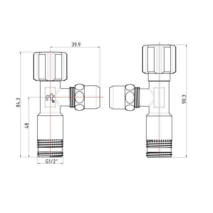 Кран кутовий Thermo Alliance Forte 1/2&amp;quot;Зх3/8&amp;quot;З з перехідником M10, хром TAF341W159 - 2