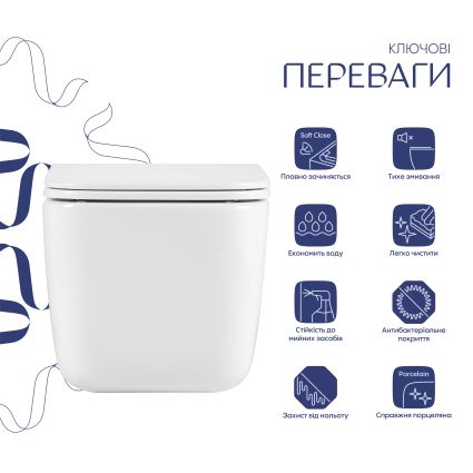 Унітаз підвісний Qtap Gemini Ultra Quiet 485×340×350 мм, White, з сидінням Slim Duroplast / Soft-close / Quick Release QTTAU26W49119 - 3