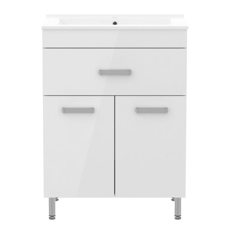 VELUM комплект мебели 60см, белый: тумба напольная, 1 ящик, 2 дверцы + умывальник накладной арт RZJ610 - 2