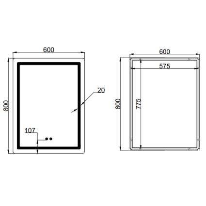 Дзеркало Qtap Mideya (MI2) 600х800 з LED-підсвічуванням Touch, з антизапотіванням, димером, рег. яскравості QT2078F6080 - 2