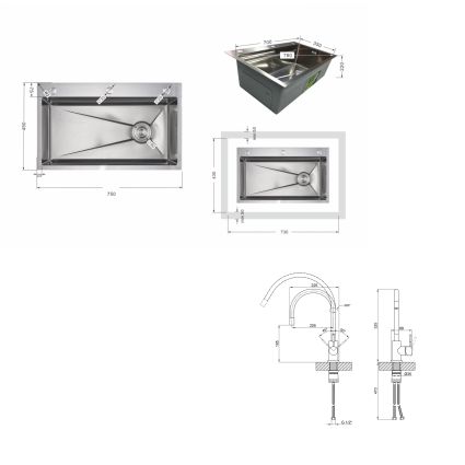 Акційний набір Lidz: мийка H7545 інтегрована Decor Honeycomb 3,0/1,0 мм LDH7545DEC48372 + Змішувач Aria для кухні з гнучким виливом (k35) Grey - 2