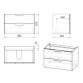 LIBRA комплект меблів 80см білий: тумба підвісна, 2 ящика + умивальник накладний - 2