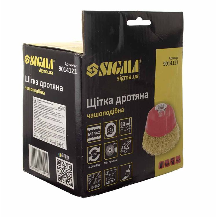 Щетка проволочная чашеобразная Ø125мм М14×2мм (латунированная) Sigma (9014121) - 5