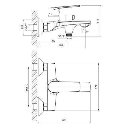 KAMPA змішувач для ванни, хром, 35 мм - 2