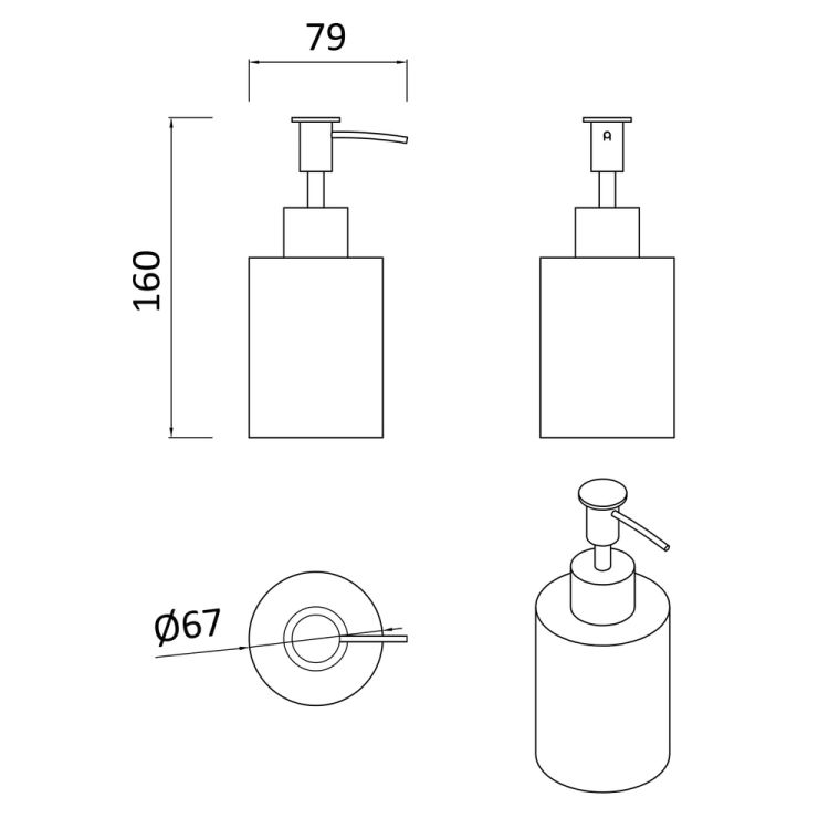 LUBLIN дозатор для жидкого мыла отдельностоящий, нержавеющая сталь, сатин - 2