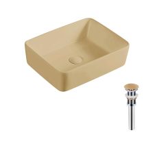 Раковина накладна Qtap Tern 480x370x135 мм, Beige, прямокутна, з донним клапаном QT17116069SB