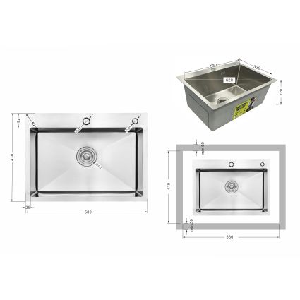 Мийка для кухні інтегрована Lidz Handmade H5843 Brushed Steel 3,0/1,0 мм LDH5843BRU49442 - 2