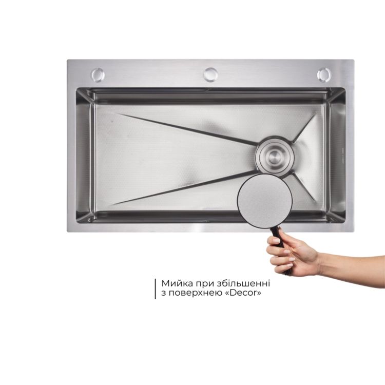 Акційний набір Lidz: мийка H7545 інтегрована Decor Honeycomb 3,0/1,0 мм LDH7545DEC48372 + Змішувач Aria для кухні з гнучким виливом (k35) Grey - 5