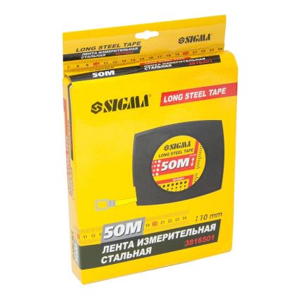 Рулетка стальная лента 50м*10мм (черная) Sigma (3816501) - 4