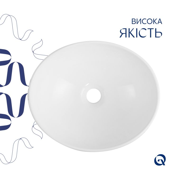 Раковина накладна Qtap Dove 415x340x140 мм, Marble, овальна, з донним клапаном QTDOV188SB49785 - 4