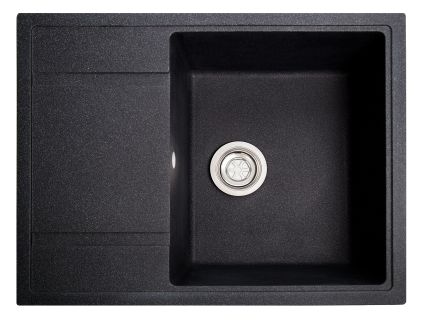 Мойка SOLID Optima 650*510 антрацит из искусственного камня, с сіфоном - 1