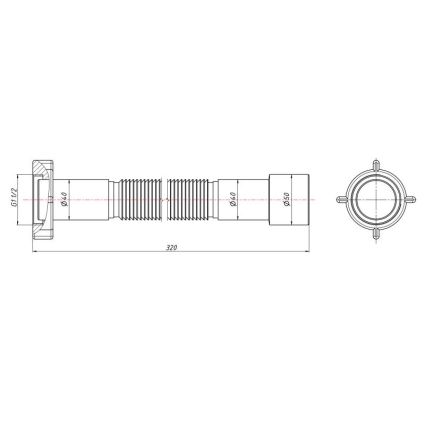 Гибкая труба Lidz (WHI) 60 01 G002 00 с накидной гайкой 1 1/2&amp;quot; длина 600 мм - 2