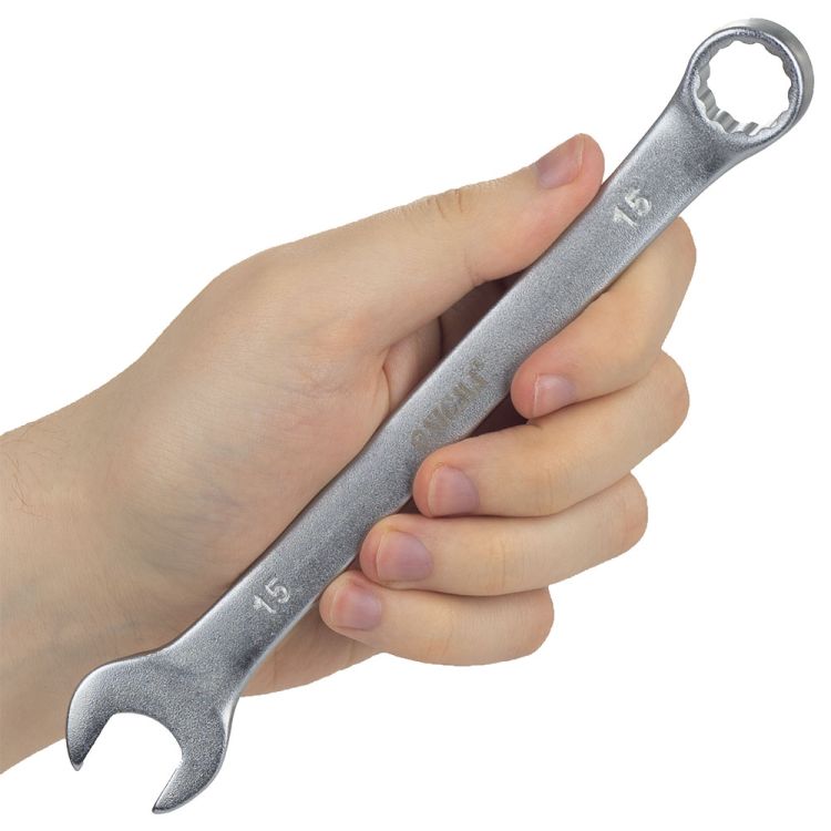 Ключ рожково-накидной 15мм CrV satine Sigma (6021151) - 7