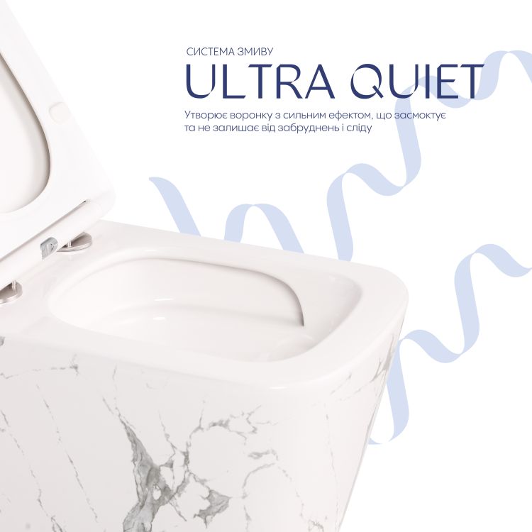 Унітаз підвісний Qtap Tern Ultra Quiet 520×345×325 мм, Marble, з сидінням Slim Duroplast / Soft-close / Quick Release QTTER26MR49002 - 5
