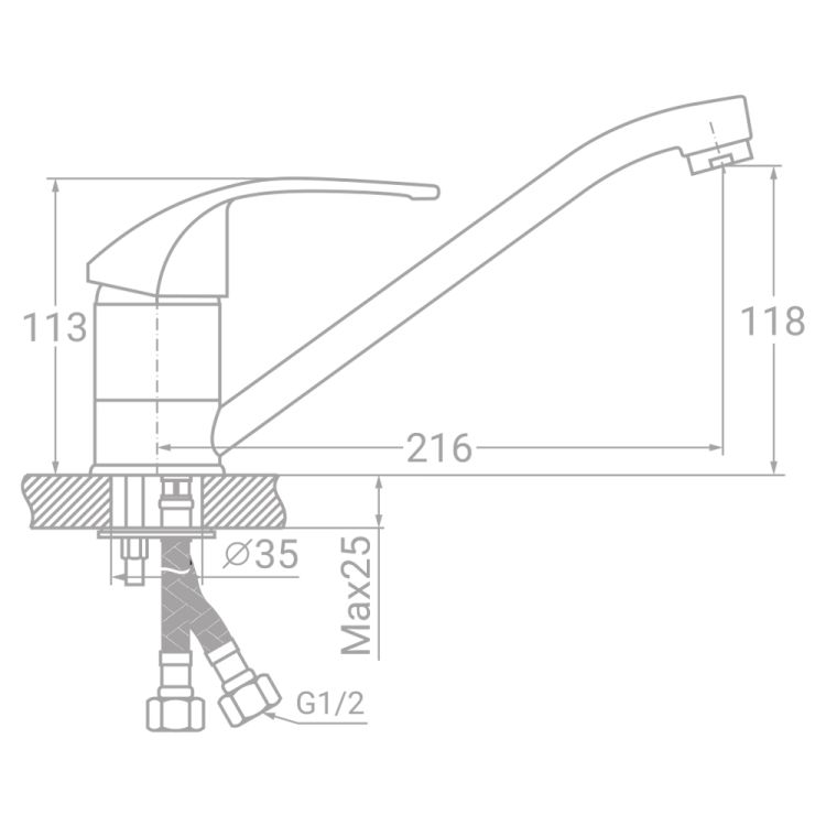 Змішувач для кухонної мийки (SL-2B243C) хром TAU - 2