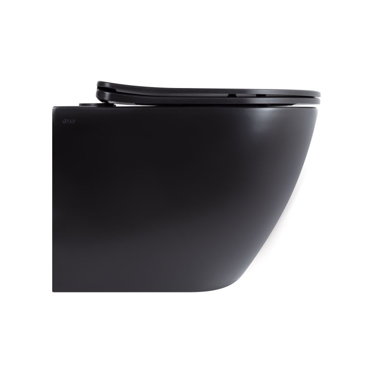 Унітаз підвісний Qtap Robin New Ultra Quiet безобідковий з сидінням Soft-close MATT BLACK QT13332381АSMB - 3
