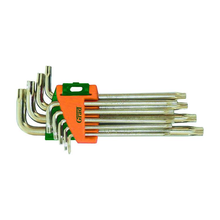 Ключи TORX 9шт T10-T50мм CrV (средние с отвер) Grad (4022285) - 1