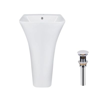 Комплект Qtap Crow: Раковина напольна моноблок 450x435x835 мм White + Донний клапан PU02O - 1