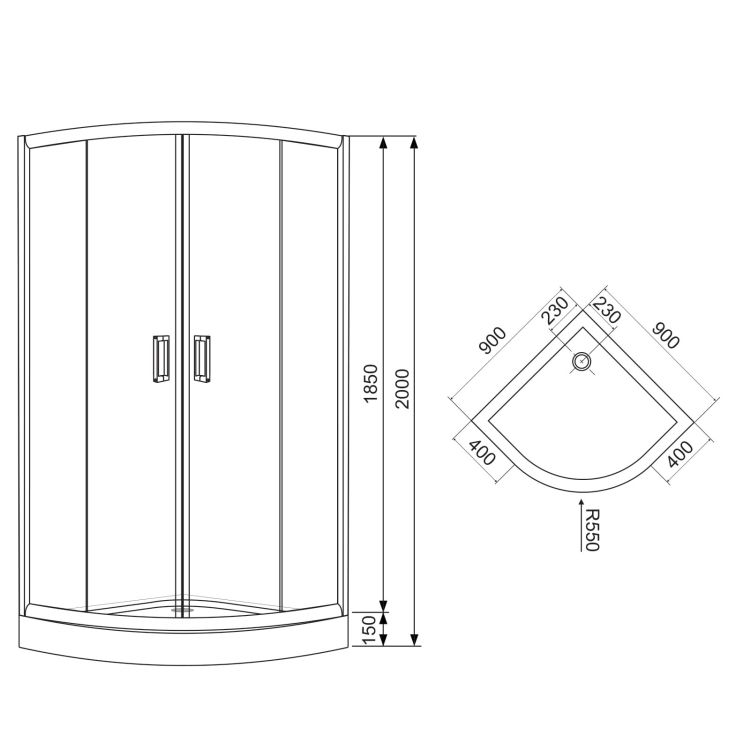 Душова кабіна Eger Tisza (Amur) 90x90 см 599-021-A - 2