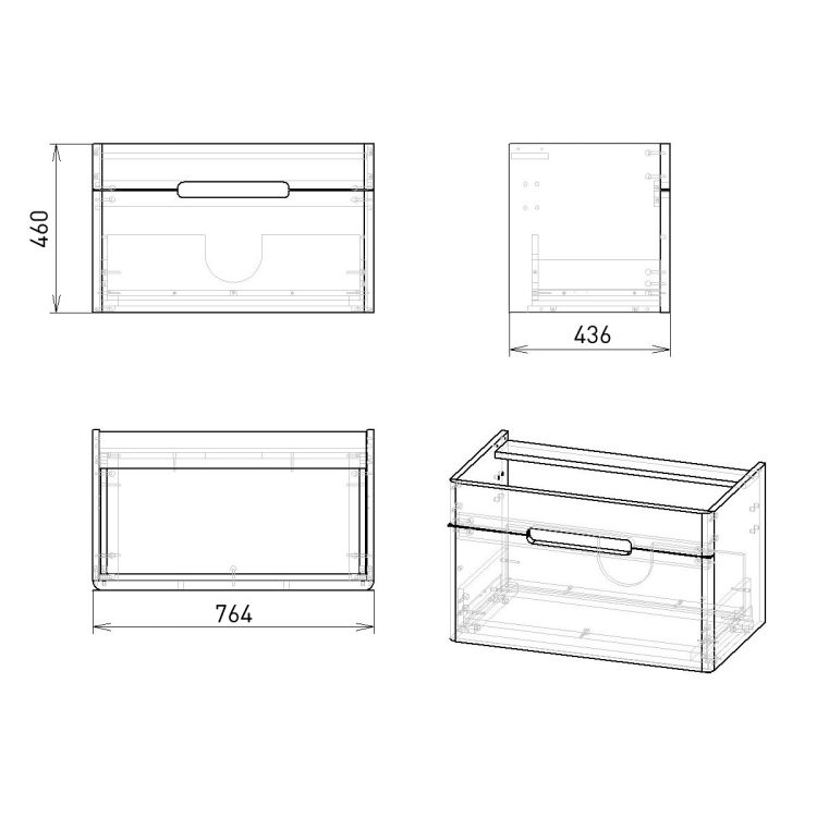 SOLO комплект мебели 80см blanco: тумба подвесная, 1 ящик + умывальник накладной арт 13-16-018 - 3