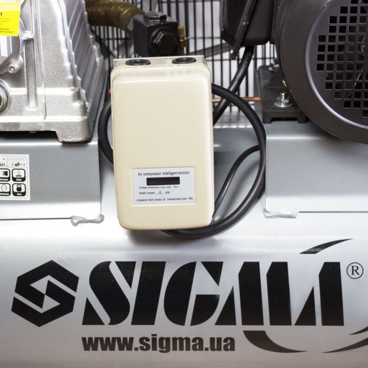 Компрессор ременной двухцилиндровый 380В 4кВт 678л/мин 10бар 100л Sigma (7044521) - 5