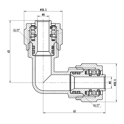 Коліно металопл 16*16 SF173W1616 SD Forte - 2