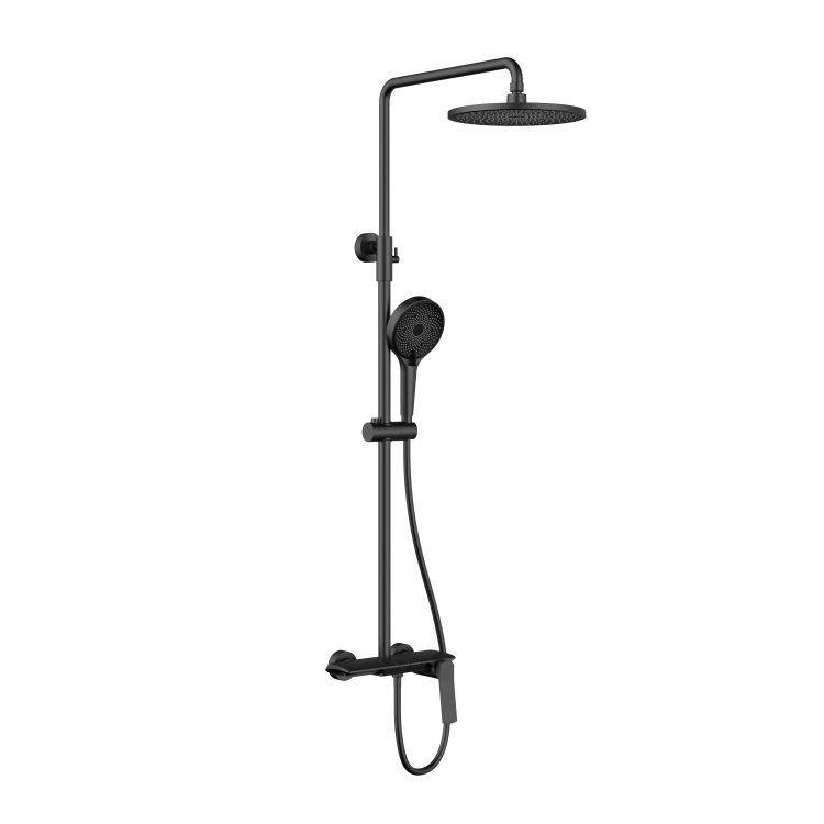 Душова система універсальна Qtap Slavonice на три споживача (з виливом) QTSLA111BLM45906 Black Matt - 1