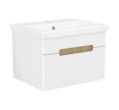 PUERTA комплект меблів 60см білий: тумба підвісна, 1 ящик + умивальник накладний арт 13-16-016