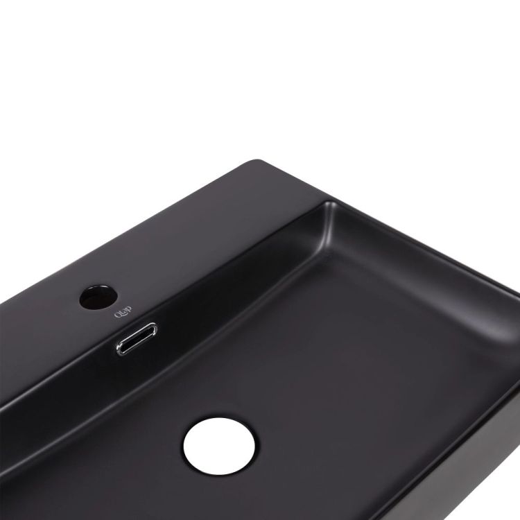 Комплект Qtap Nando LT: Раковина підвісна прамокутна 500х420х120 мм Matt Black + Донний клапан PU03O - 5