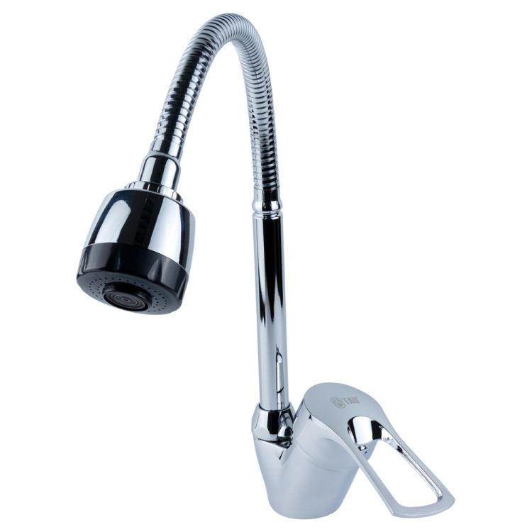 Смеситель SM Ø40 для кухни гусак гофрированный на гайке TAU (SM-4B644C) - 1